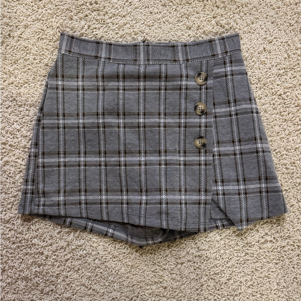 Stylish Gray Checkered Mini Skirt